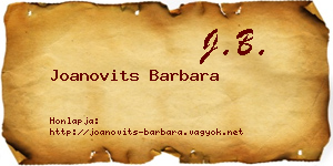Joanovits Barbara névjegykártya